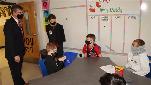 Superintendent W. Jeffrey Booker speaks to students at Hawks Nest STEAM Academy